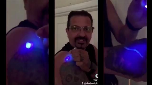 Luciferase being picked up by vaccine victims using a black light?